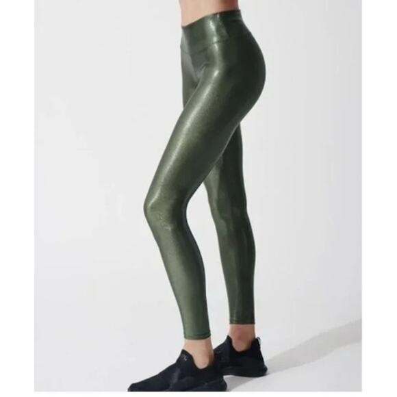 ALLFENIX Pants - EUC Allfenix Anthropologie Liquid Olive Green Leggings M Shine Sparkle Glitter